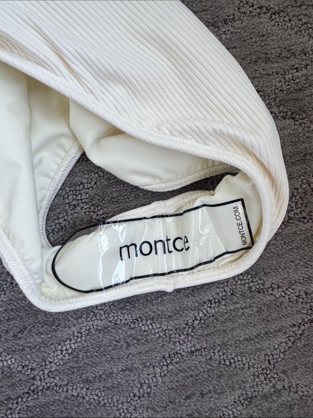 Montce Cream Ribbed Deep V One-Piece Swim - Picture 4 of 5